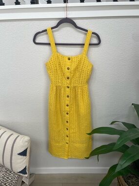 JCREW Yellow Eyelet Button-Front Sundress - Women SIZE 0